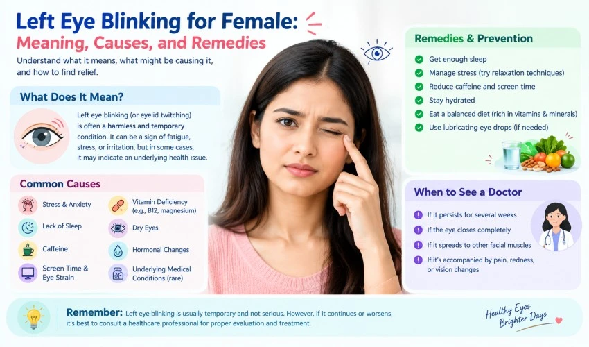 Left Eye Blinking for Female: Meaning, Causes, and Remedies